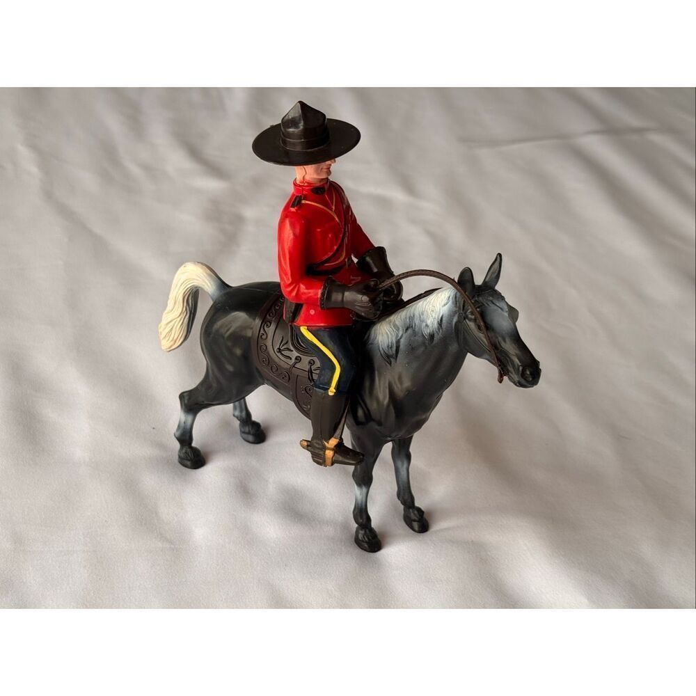 Vintage Royal Canadian Mounted Police on Horse Plastic Figure with Reins/Saddle
